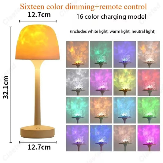 Mushroom LED Table Lamp – Water Ripple Projection Ambient Light for Cozy Bedroom & Living Room Decor