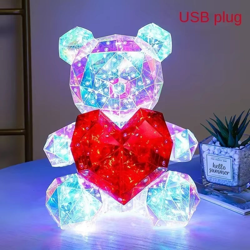 30Cm Teddy Bear-Gift Lamp-Colorful Sparkling Romantic Surprise LED Gift Light-Valentine's Day Bedroom Decor