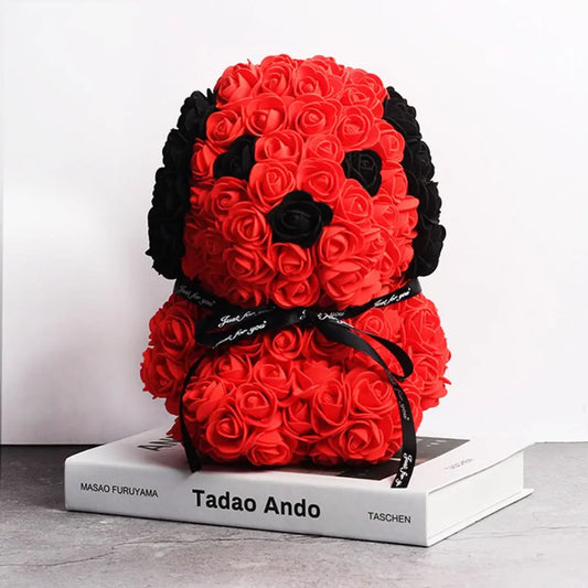 Cute 25Cm Teddy Rose Dog - Artificial Flower Decoration for Home, Valentine's Day & Mother's Day Gifts