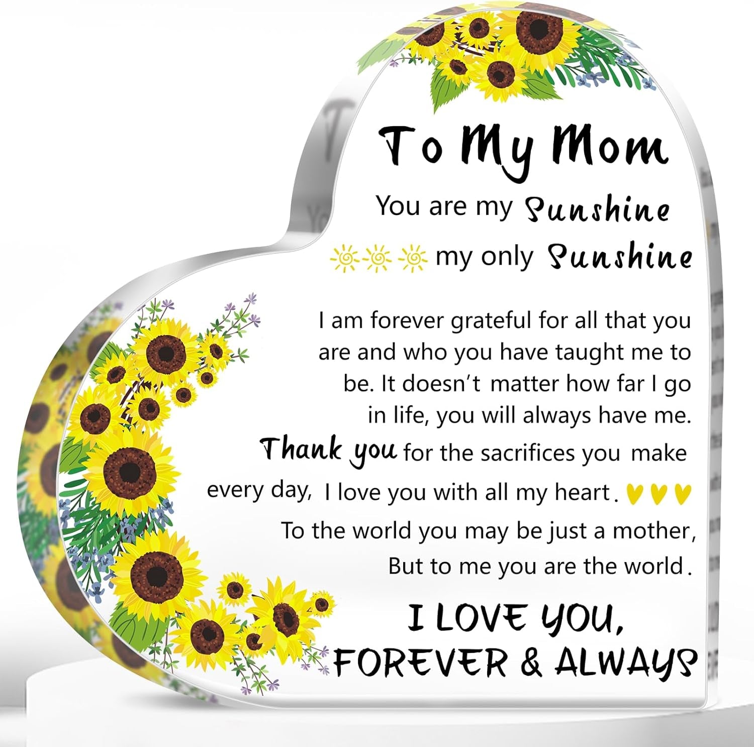 Mother’s Day Gifts for Mom & Wife – Personalized Heart Plaque Decoration | First Mother’s Day Gift from Daughter or Son | Romantic Acrylic Keepsake for Mom, Stepmom & Grandma
