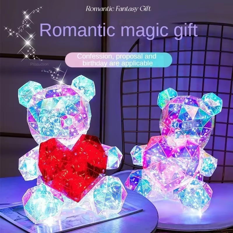 30Cm Teddy Bear-Gift Lamp-Colorful Sparkling Romantic Surprise LED Gift Light-Valentine's Day Bedroom Decor
