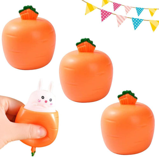 Easter Carrot Squeeze Toys – Bunny-Themed Stress Relief Fidget Toys, Easter Basket Stuffers for Kids & Adults