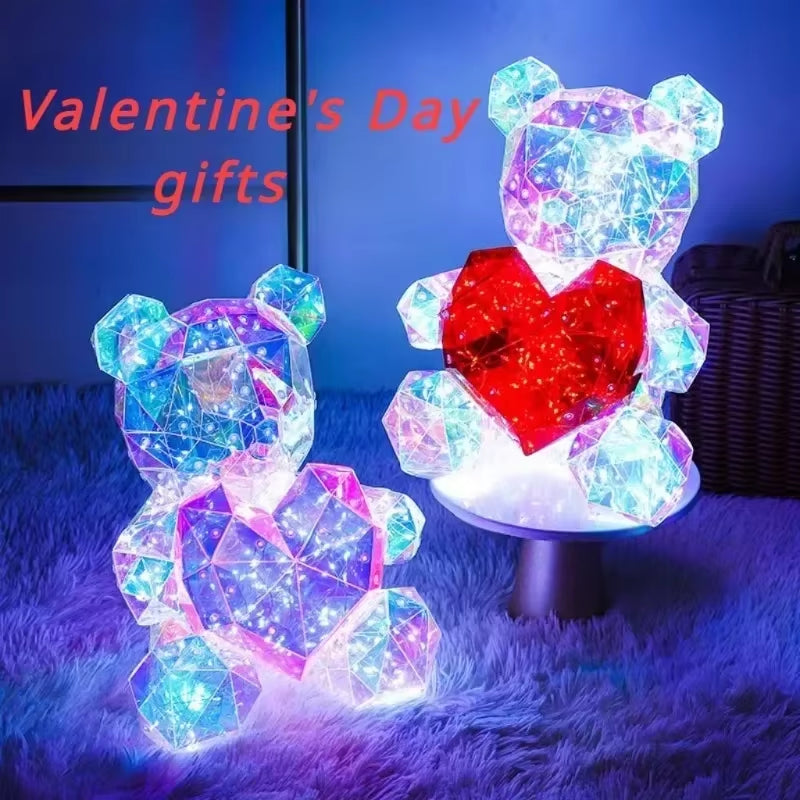 30Cm Teddy Bear-Gift Lamp-Colorful Sparkling Romantic Surprise LED Gift Light-Valentine's Day Bedroom Decor