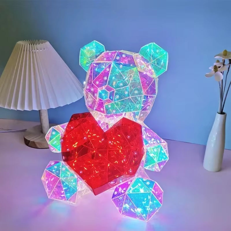 30Cm Teddy Bear-Gift Lamp-Colorful Sparkling Romantic Surprise LED Gift Light-Valentine's Day Bedroom Decor